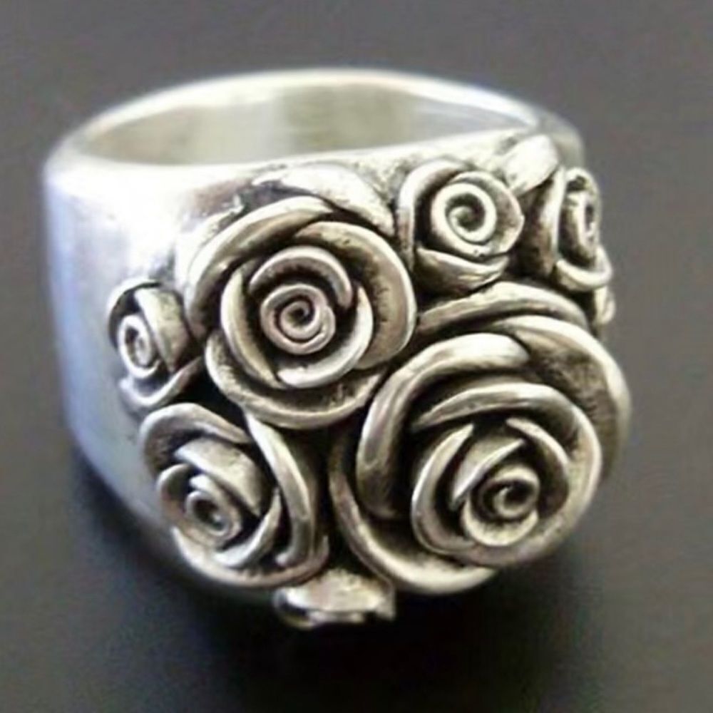 Rose flower Ring Floral stainless steel and Zinc Alloy wears great Retro, Boho